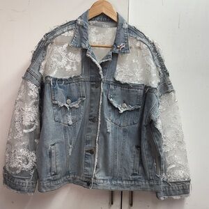 Stylish Denim Jacket with Lace Details